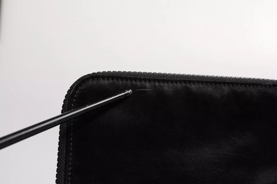 Dolce &amp; Gabbana Black Nylon Logo Plaque Keyring Pouch Clutch Bag