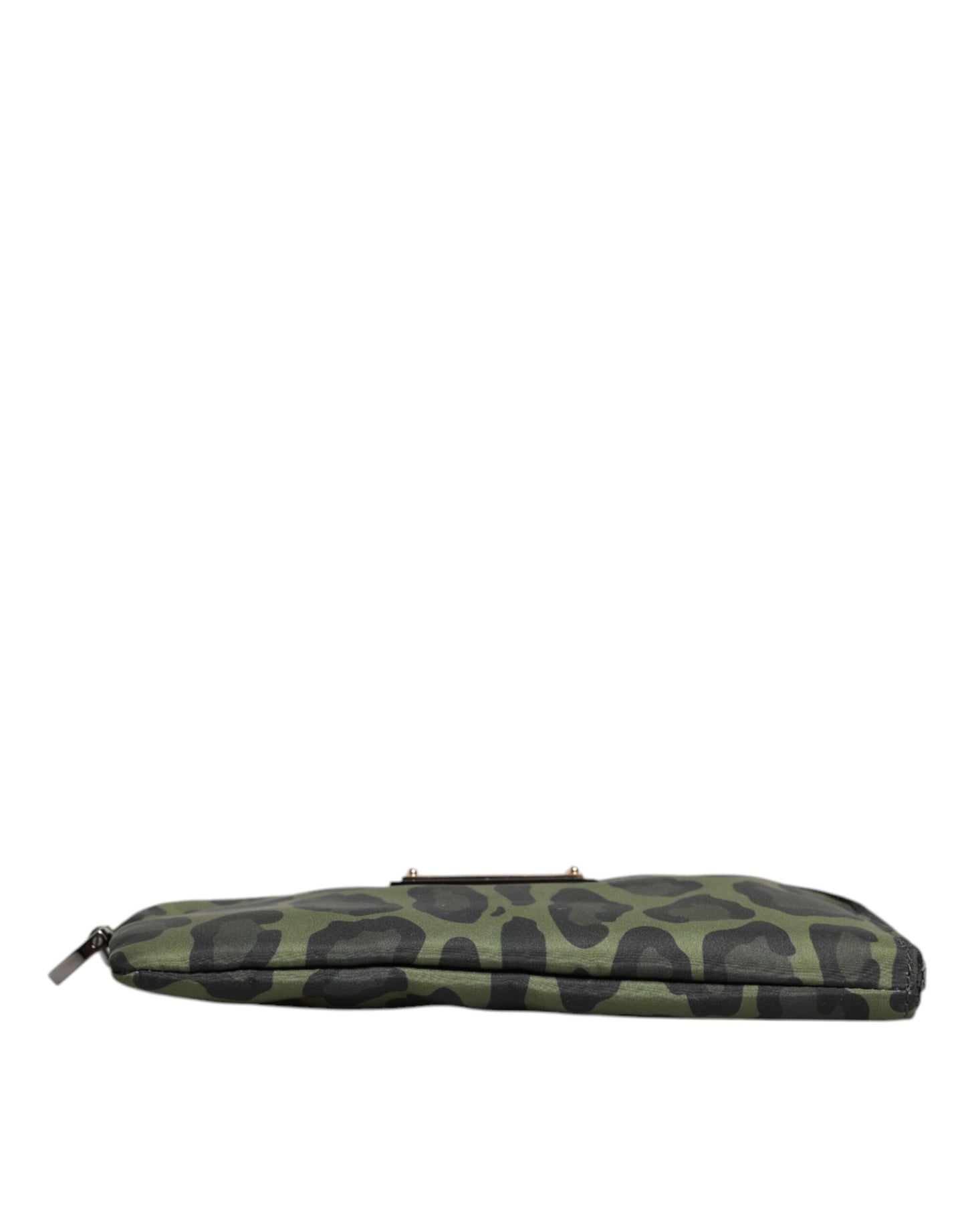 Dolce &amp; Gabbana Green Leopard Leather Logo Plaque Multifunctional Kit Bag