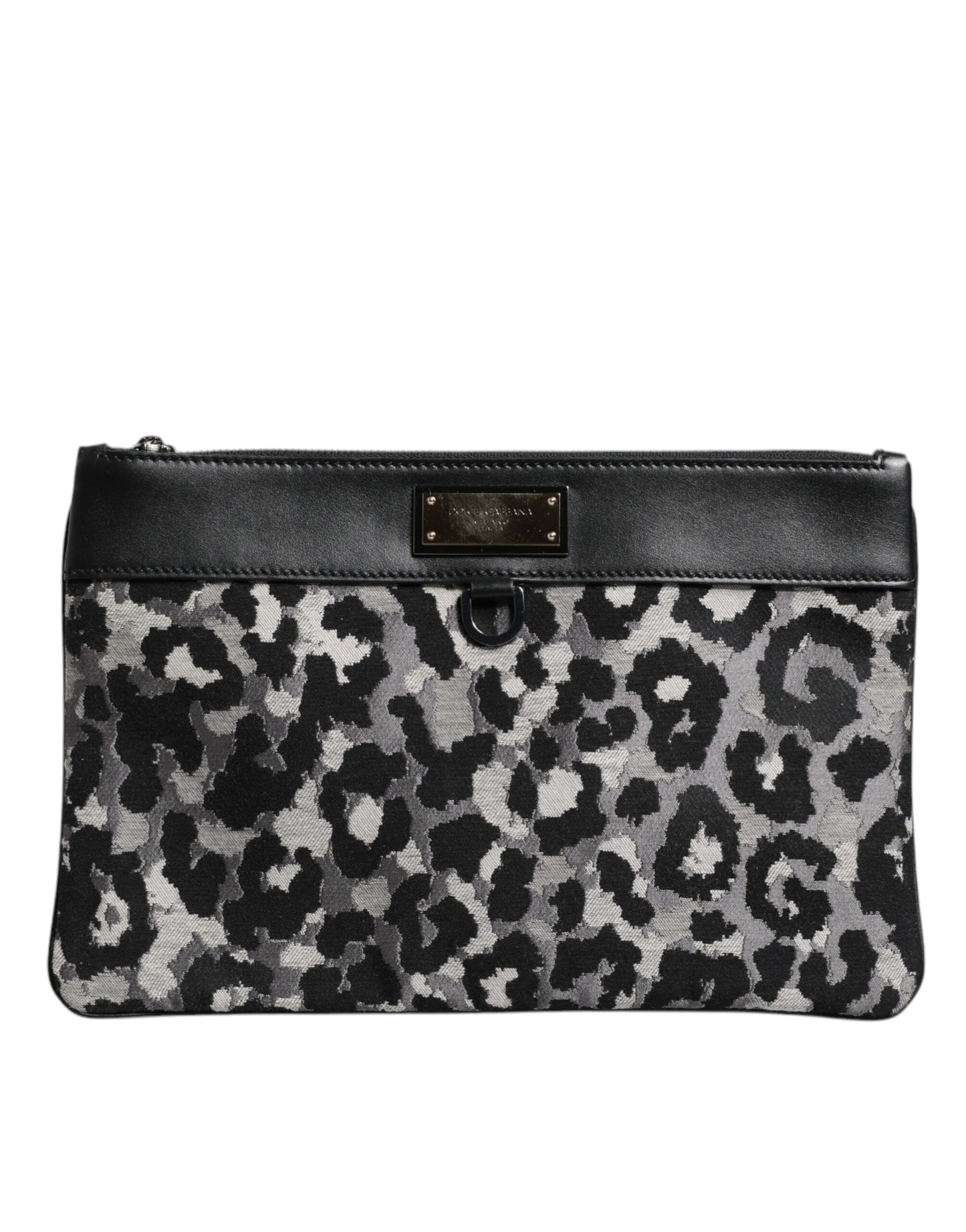 Sac pochette pour homme Dolce &amp; Gabbana à logo jacquard léopard multicolore