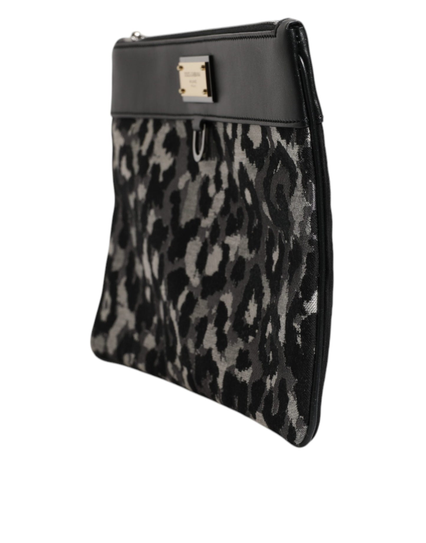 Sac pochette pour homme Dolce &amp; Gabbana à logo jacquard léopard multicolore