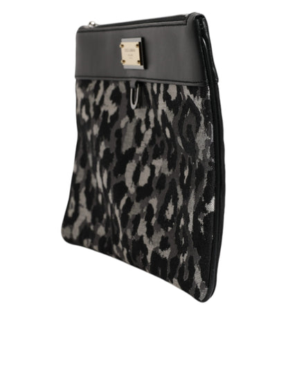 Sac pochette pour homme Dolce &amp; Gabbana à logo jacquard léopard multicolore
