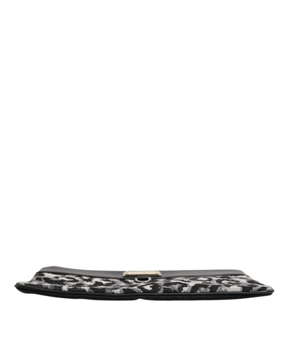 Sac pochette pour homme Dolce &amp; Gabbana à logo jacquard léopard multicolore