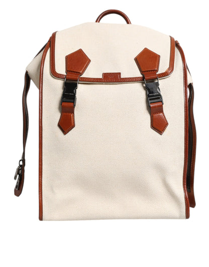 Sac à dos de voyage Dolce &amp; Gabbana en toile beige et marron pour homme
