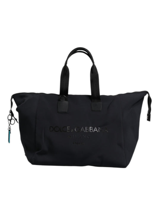 Sac fourre-tout en toile noire Dolce &amp; Gabbana avec logo DG imprimé