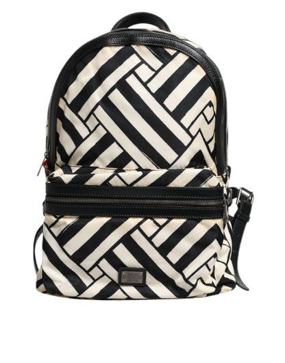 Sac à dos de voyage Dolce &amp; Gabbana en cuir et nylon noir et blanc