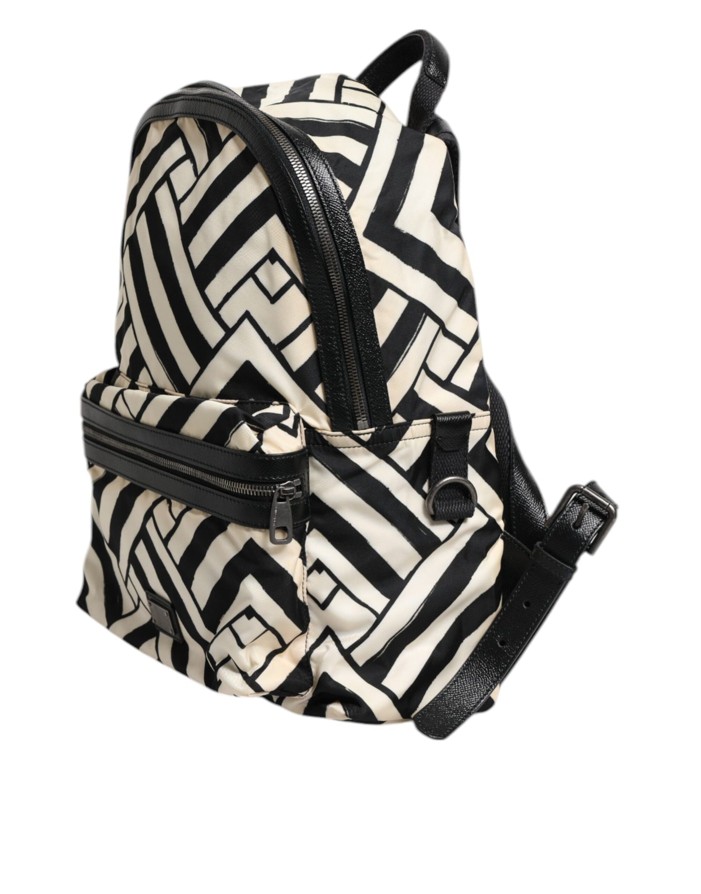 Sac à dos de voyage Dolce &amp; Gabbana en cuir et nylon noir et blanc
