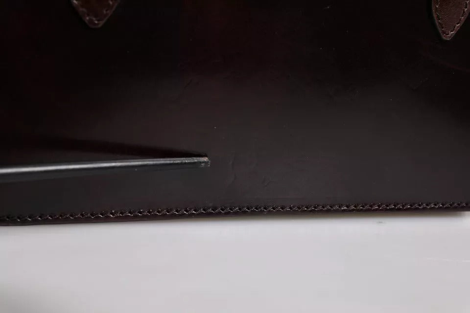 Mini sac bandoulière Dolce &amp; Gabbana en cuir marron avec plaque logo