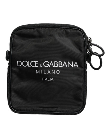 Dolce & Gabbana Black Logo Print Scuba Crossbody Shoulder Bag by Dolce & Gabbana