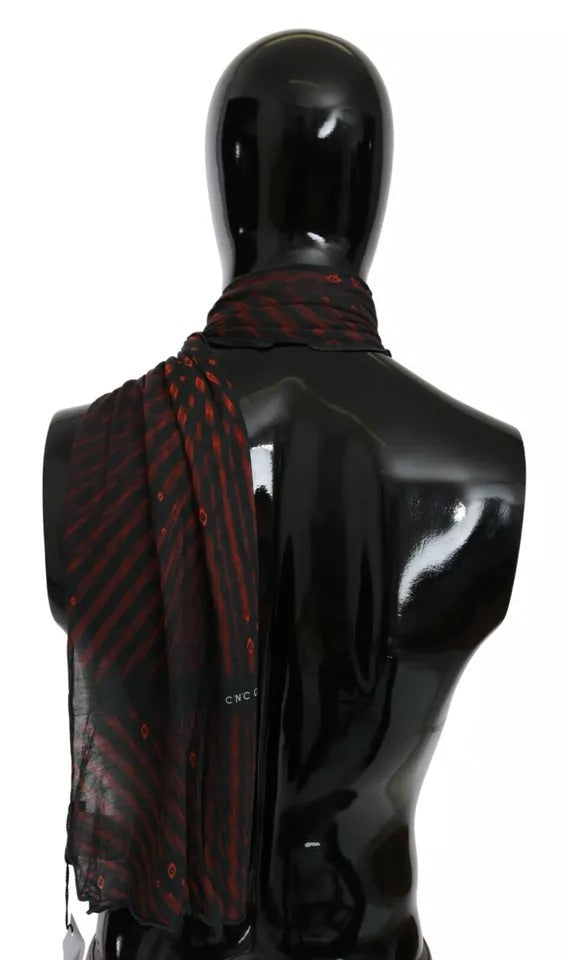 Costume National Black Red Viscose Foulard Branded Scarf by Costume National
