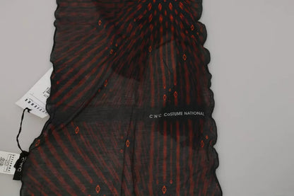 Costume National Black Red Viscose Foulard Branded Scarf by Costume National