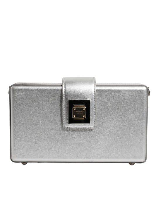 Sac à bandoulière en cuir Dolce &amp; Gabbana DG BOX argent métallisé