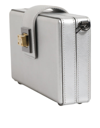 Sac à bandoulière en cuir Dolce &amp; Gabbana DG BOX argent métallisé