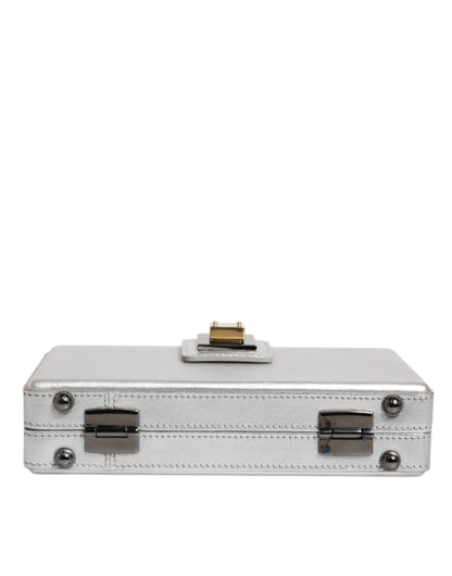 Sac à bandoulière en cuir Dolce &amp; Gabbana DG BOX argent métallisé
