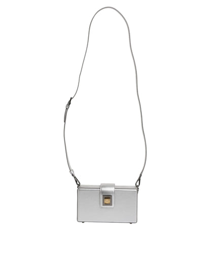 Sac à bandoulière en cuir Dolce &amp; Gabbana DG BOX argent métallisé