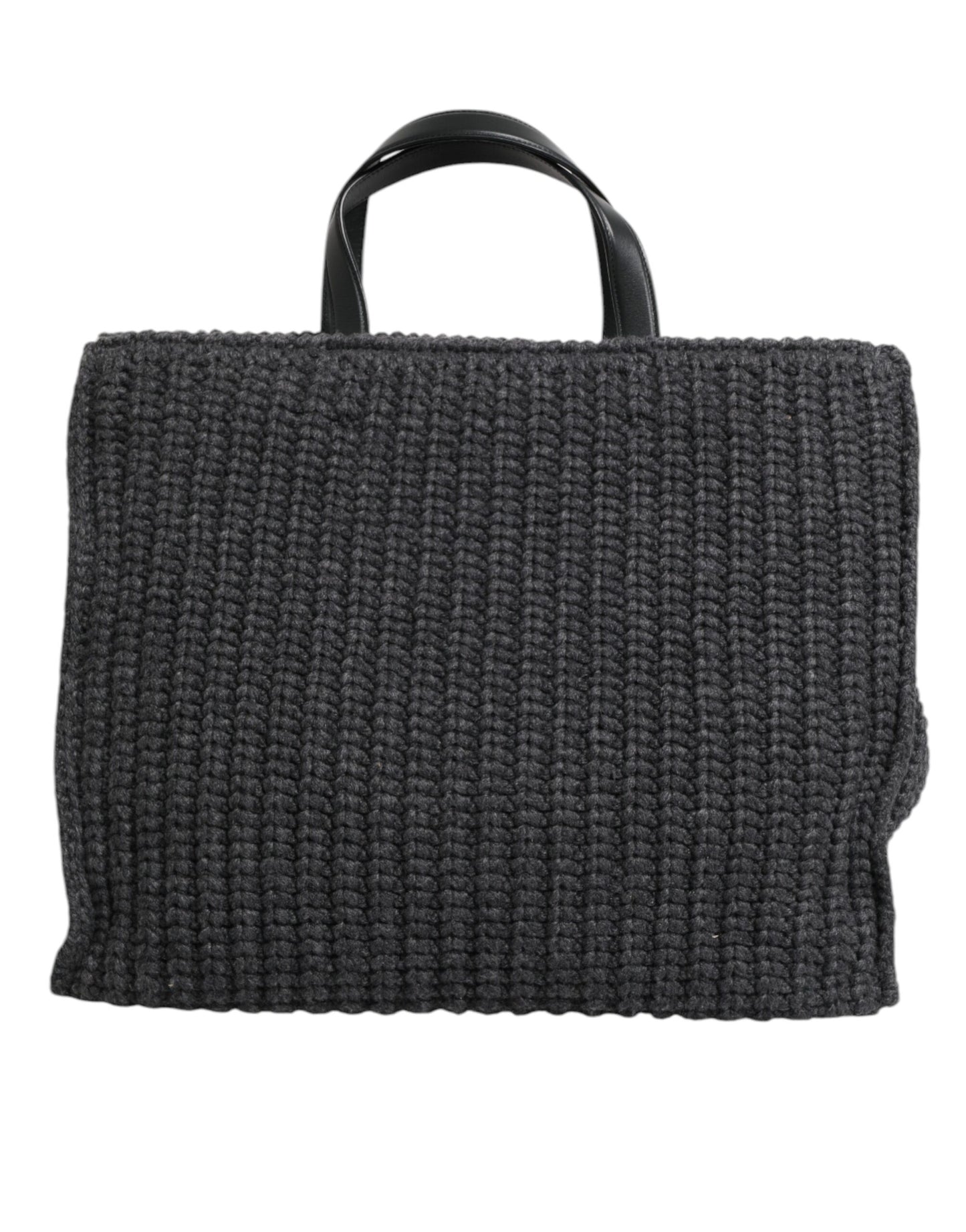 Dolce &amp; Gabbana Black Large Knitted Crochet Shoulder Shopper DG Logo Bag