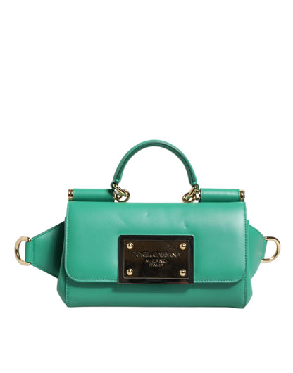 Dolce &amp; Gabbana Emerald Green CalfskinLeather DG Logo Shoulder Bag
