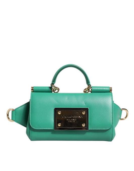 Dolce &amp; Gabbana Emerald Green CalfskinLeather DG Logo Shoulder Bag