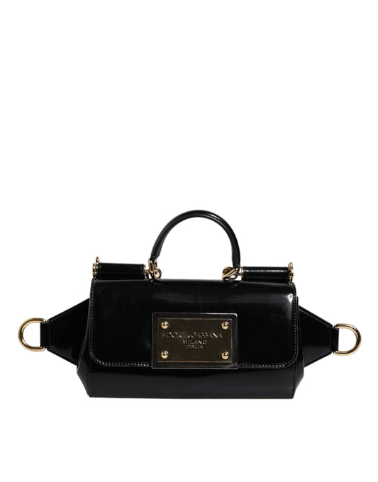 Dolce &amp; Gabbana Black Calfskin Leather DG Logo Shoulder Bag