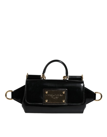 Dolce &amp; Gabbana Black Calfskin Leather DG Logo Shoulder Bag