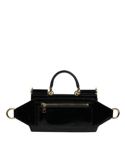 Dolce &amp; Gabbana Black Calfskin Leather DG Logo Shoulder Bag