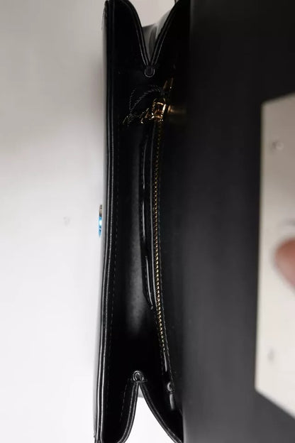 Dolce &amp; Gabbana Black Calfskin Leather DG Logo Shoulder Bag