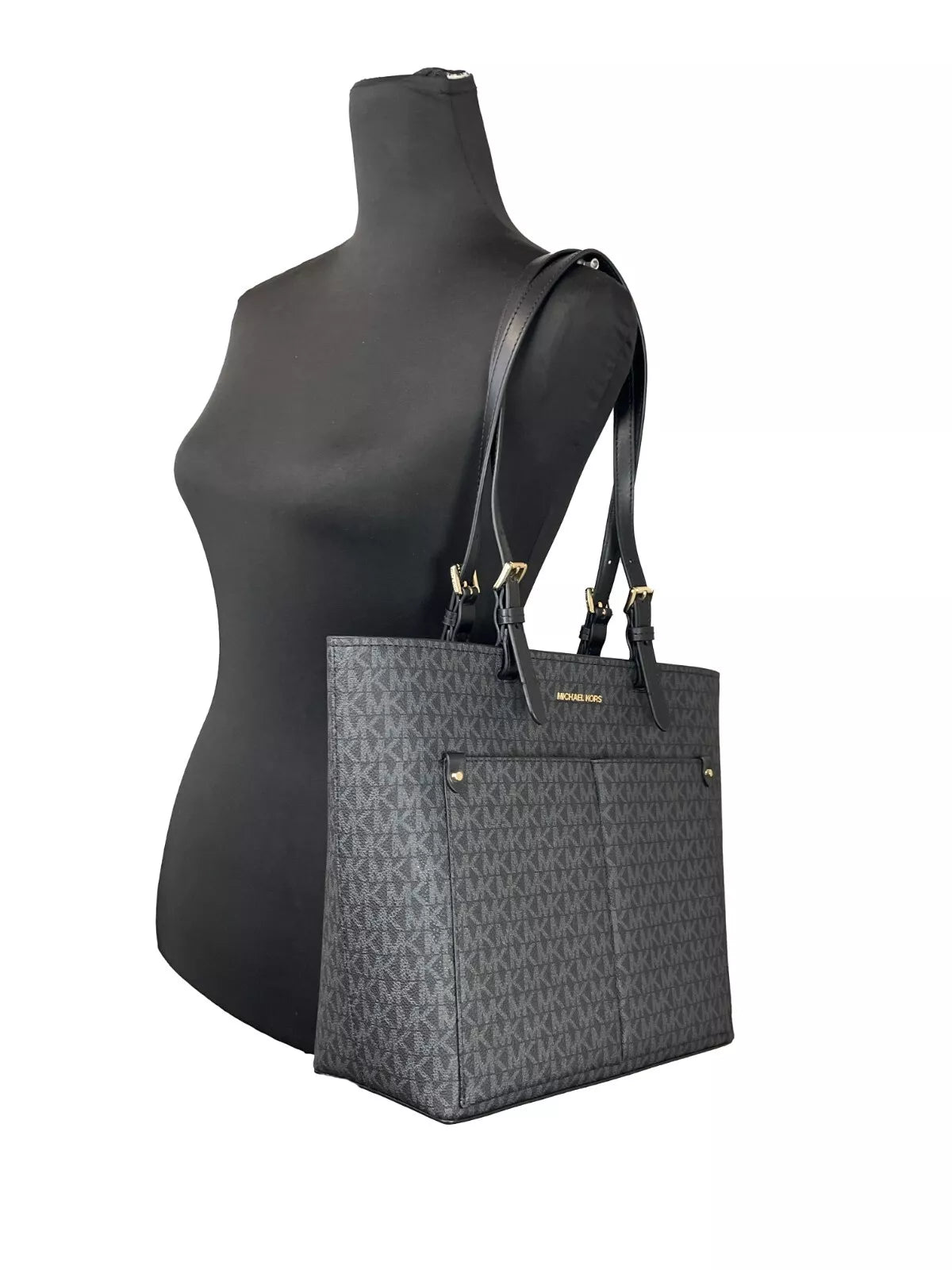 Sac fourre-tout Jet Set noir moyen à double poche Michael Kors