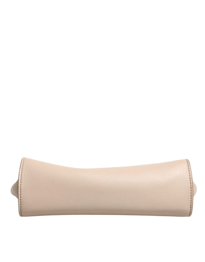 Dolce &amp; Gabbana Beige Logo Plaque Leather Top Handle Strap Crossbody Bag