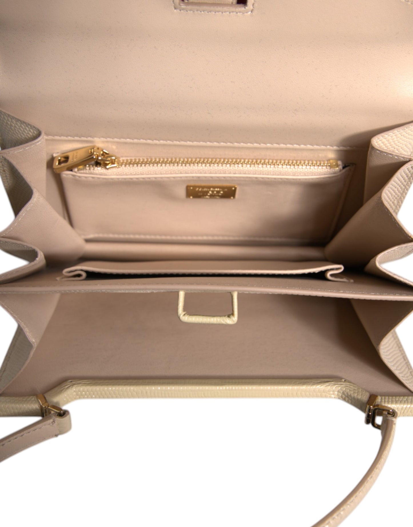 Dolce &amp; Gabbana Beige Leather Ingrid Top Handle Shoulder Bag