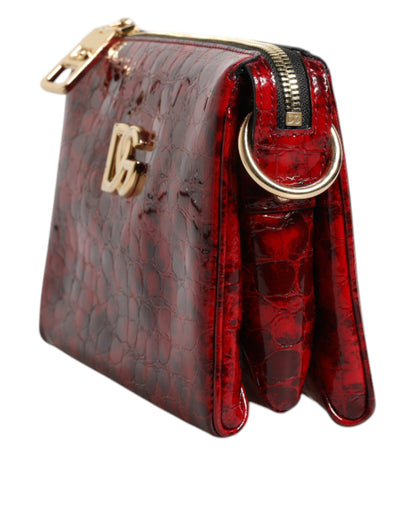 Sac bandoulière Dolce &amp; Gabbana en cuir exotique rouge avec logo DG pour femme