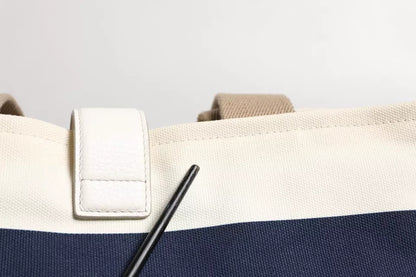 Sac fourre-tout à poignée supérieure en toile rayée blanc bleu marine Dolce &amp; Gabbana