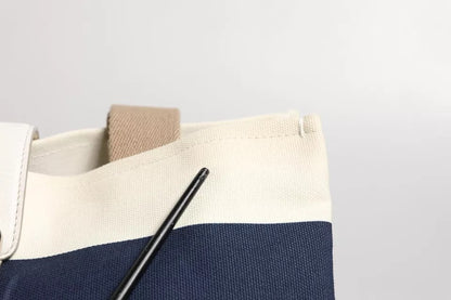 Sac fourre-tout à poignée supérieure en toile rayée blanc bleu marine Dolce &amp; Gabbana
