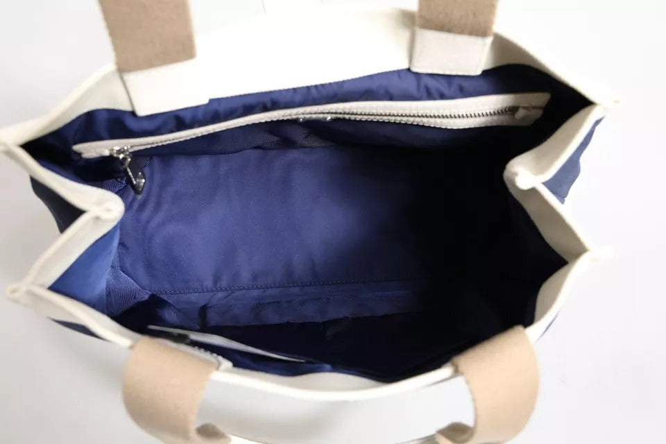 Sac fourre-tout à poignée supérieure en toile rayée blanc bleu marine Dolce &amp; Gabbana