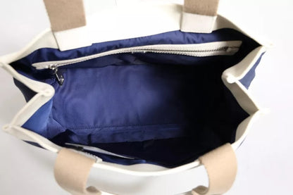 Sac fourre-tout à poignée supérieure en toile rayée blanc bleu marine Dolce &amp; Gabbana