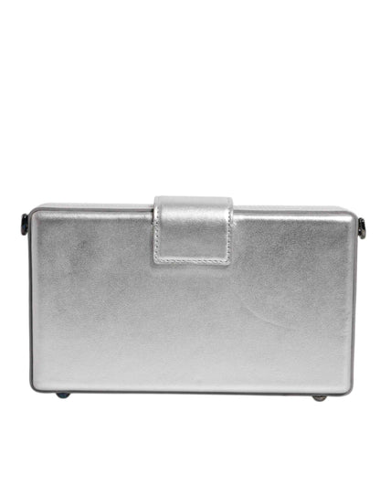Dolce & Gabbana Metallic Silver DG BOX Leather Shoulder Strap Bag