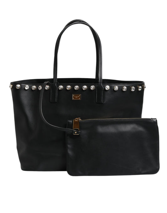 Sac cabas Dolce &amp; Gabbana en cuir noir avec cristaux pour femme