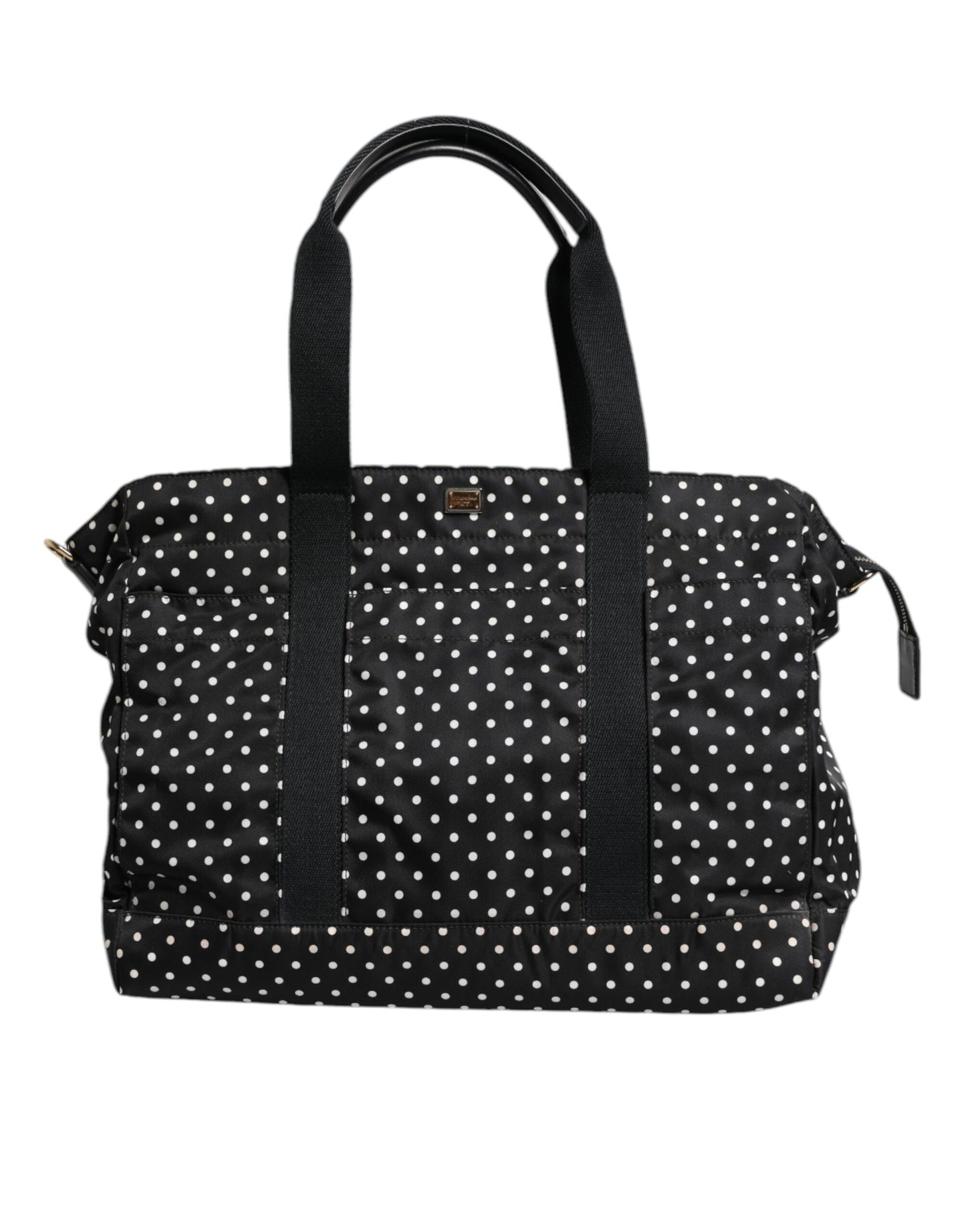 Sac à langer fourre-tout en nylon noir à pois Dolce &amp; Gabbana