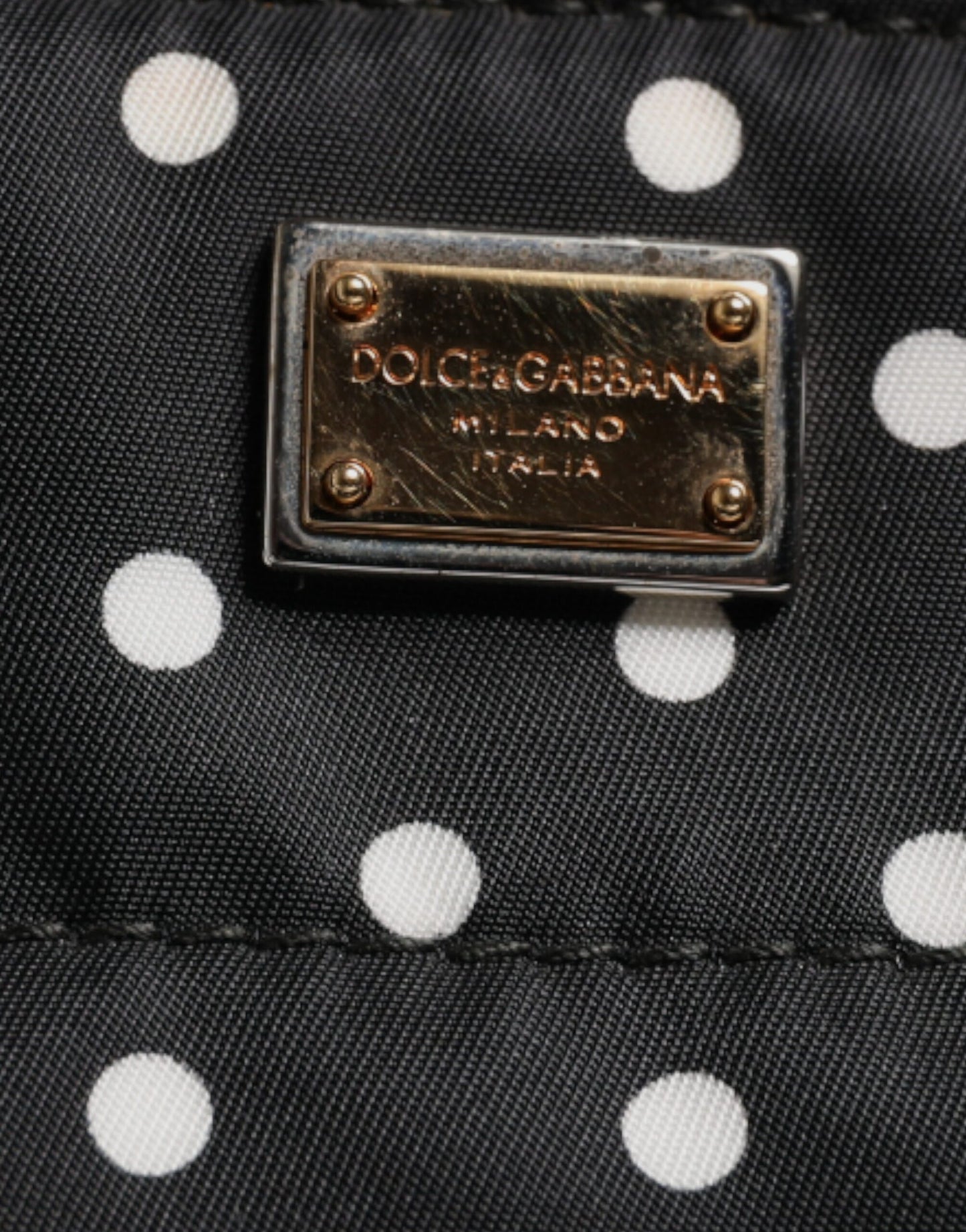 Sac à langer fourre-tout en nylon noir à pois Dolce &amp; Gabbana