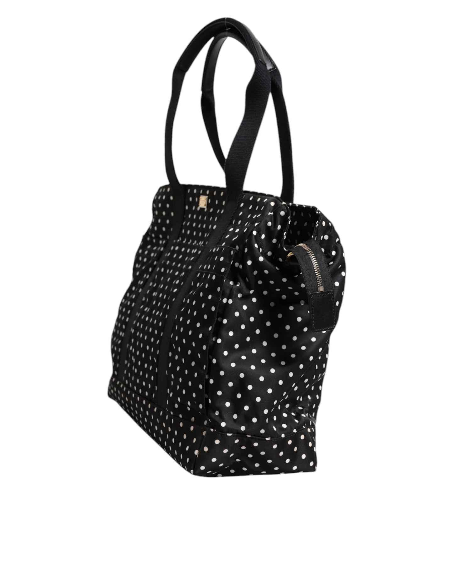 Sac à langer fourre-tout en nylon noir à pois Dolce &amp; Gabbana