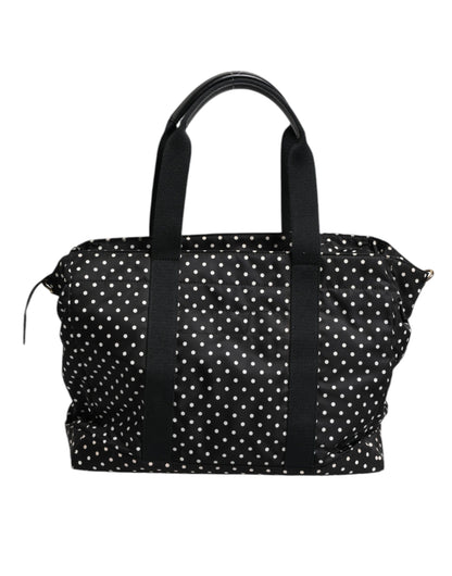 Sac à langer fourre-tout en nylon noir à pois Dolce &amp; Gabbana