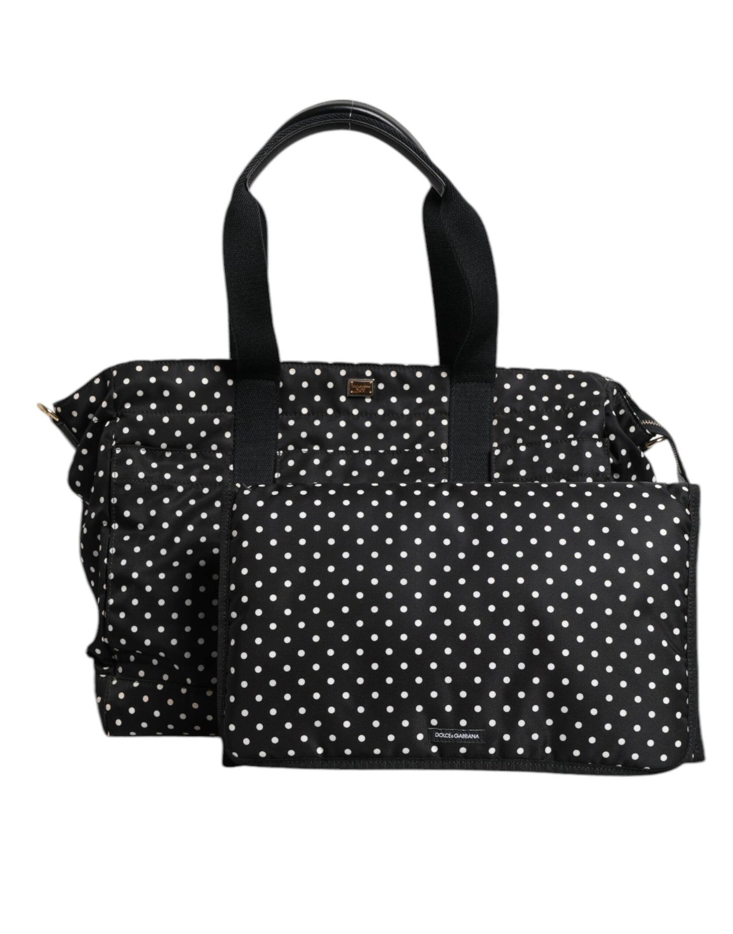 Sac à langer fourre-tout en nylon noir à pois Dolce &amp; Gabbana