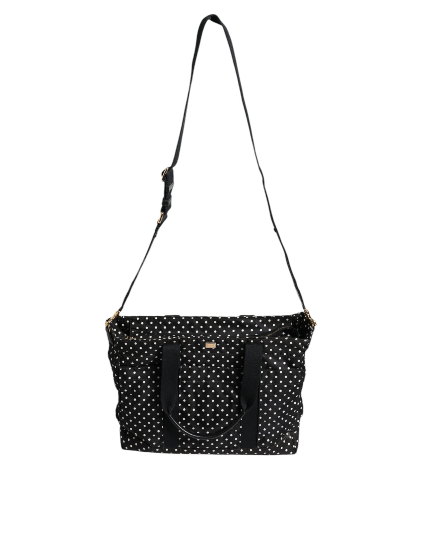Sac à langer fourre-tout en nylon noir à pois Dolce &amp; Gabbana