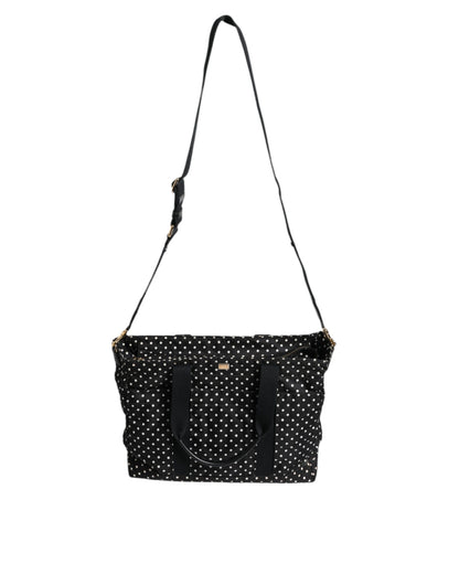 Sac à langer fourre-tout en nylon noir à pois Dolce &amp; Gabbana