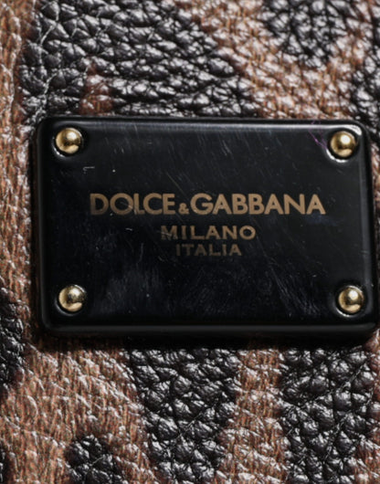 Sac cabas à bandoulière Dolce &amp; Gabbana en cuir de veau marron et noir à imprimé léopard