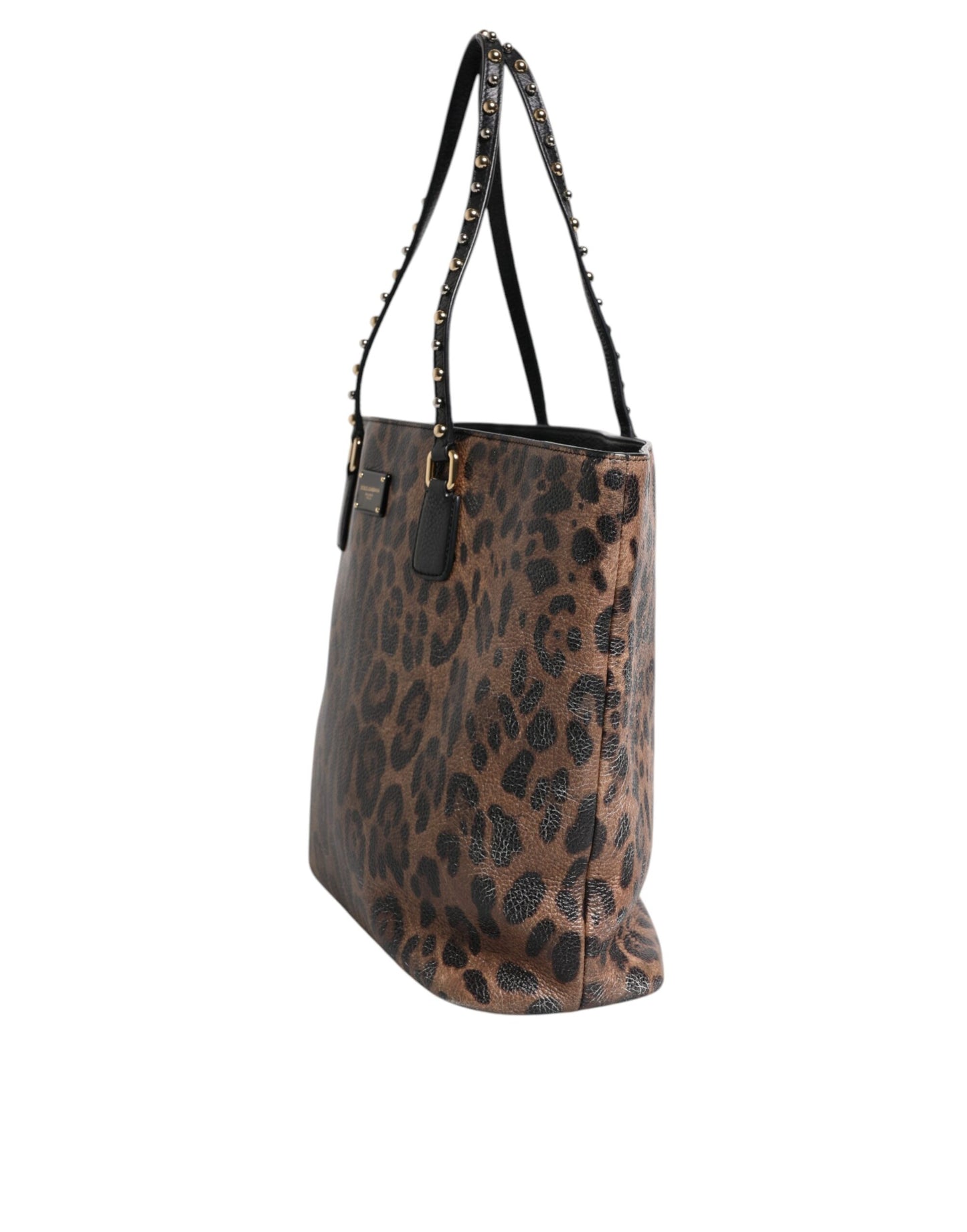 Sac cabas à bandoulière Dolce &amp; Gabbana en cuir de veau marron et noir à imprimé léopard