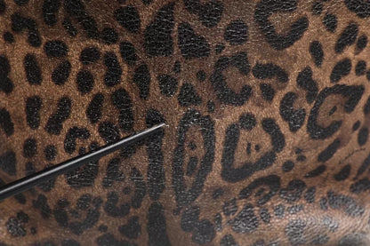 Sac cabas à bandoulière Dolce &amp; Gabbana en cuir de veau marron et noir à imprimé léopard