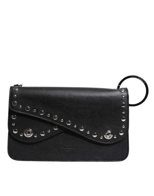 Petit sac à bandoulière clouté en cuir noir Dolce &amp; Gabbana
