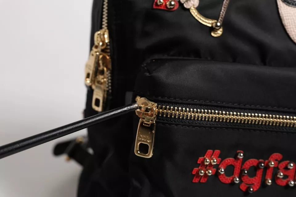 Dolce & Gabbana Black Nylon #DGFAMILY VULCANO Embellished Backpack Bag by Dolce & Gabbana