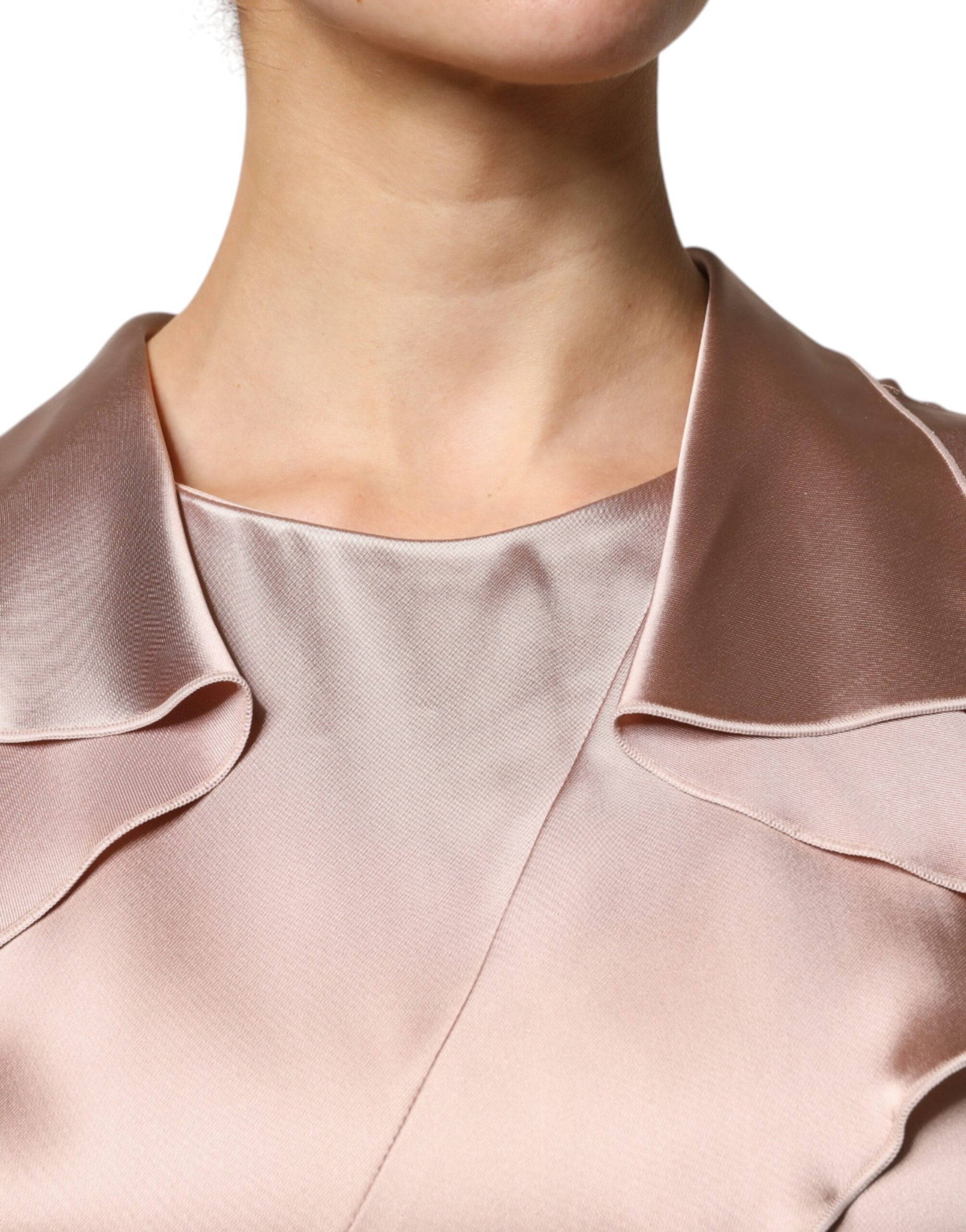 Emporio Armani Pink Satin Long Sleeves Sheath Wrap Mini Dress by Emporio Armani