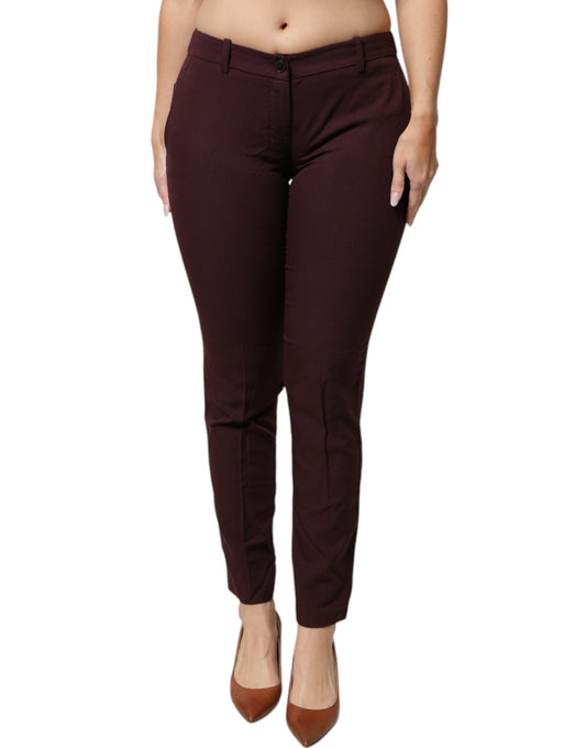 Aniye By Maroon Mid Waist Tapered Skinny Dress Pants by Aniye By