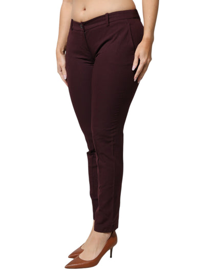 Aniye By Maroon Mid Waist Tapered Skinny Dress Pants by Aniye By